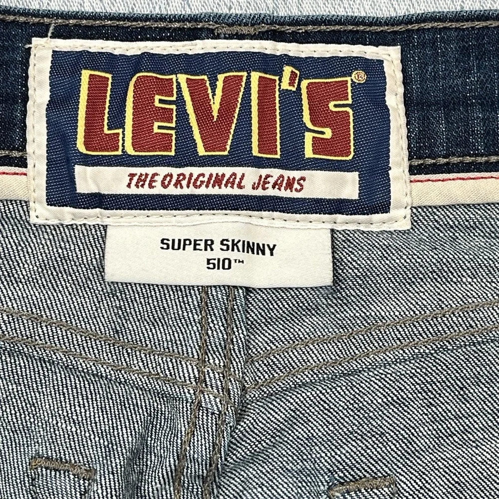 Levi's 510 Men's Blue Super Skinny Fit Red‎ Tab Denim Jeans Size 34 x 36
